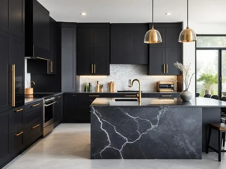 Current kitchen design trends for 2025 - dark cabinets and smart integration