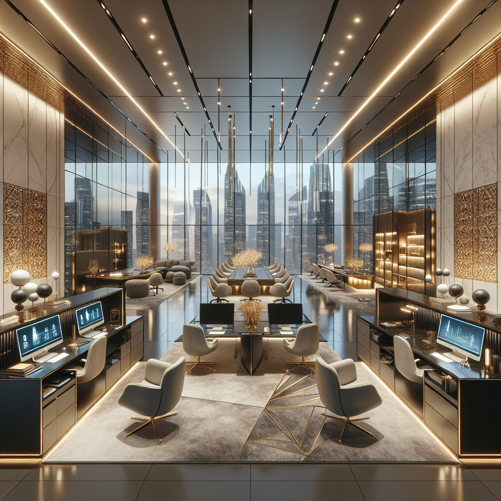 High-end Dubai office interior showcasing seamless technology integration and wireless workspace solutions