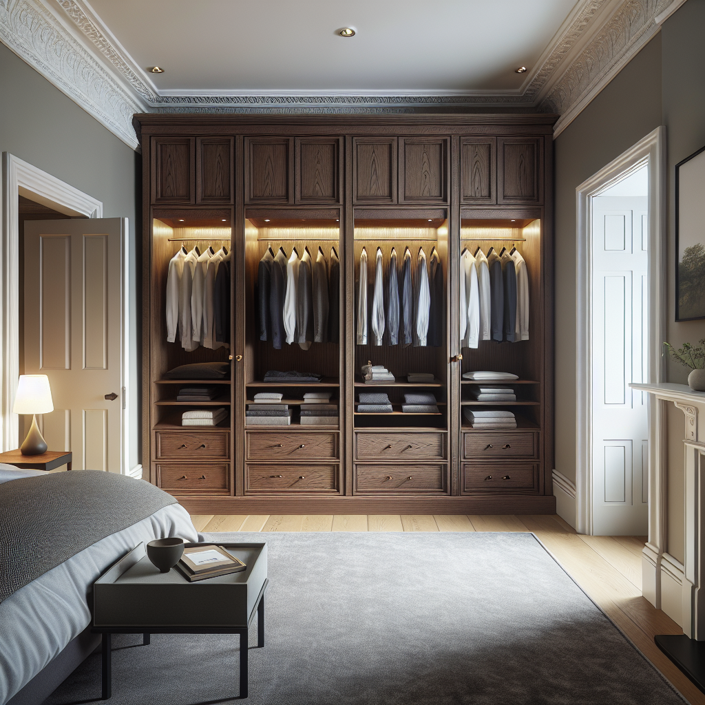 Bespoke fitted wardrobes in UK bedroom adding storage and property value